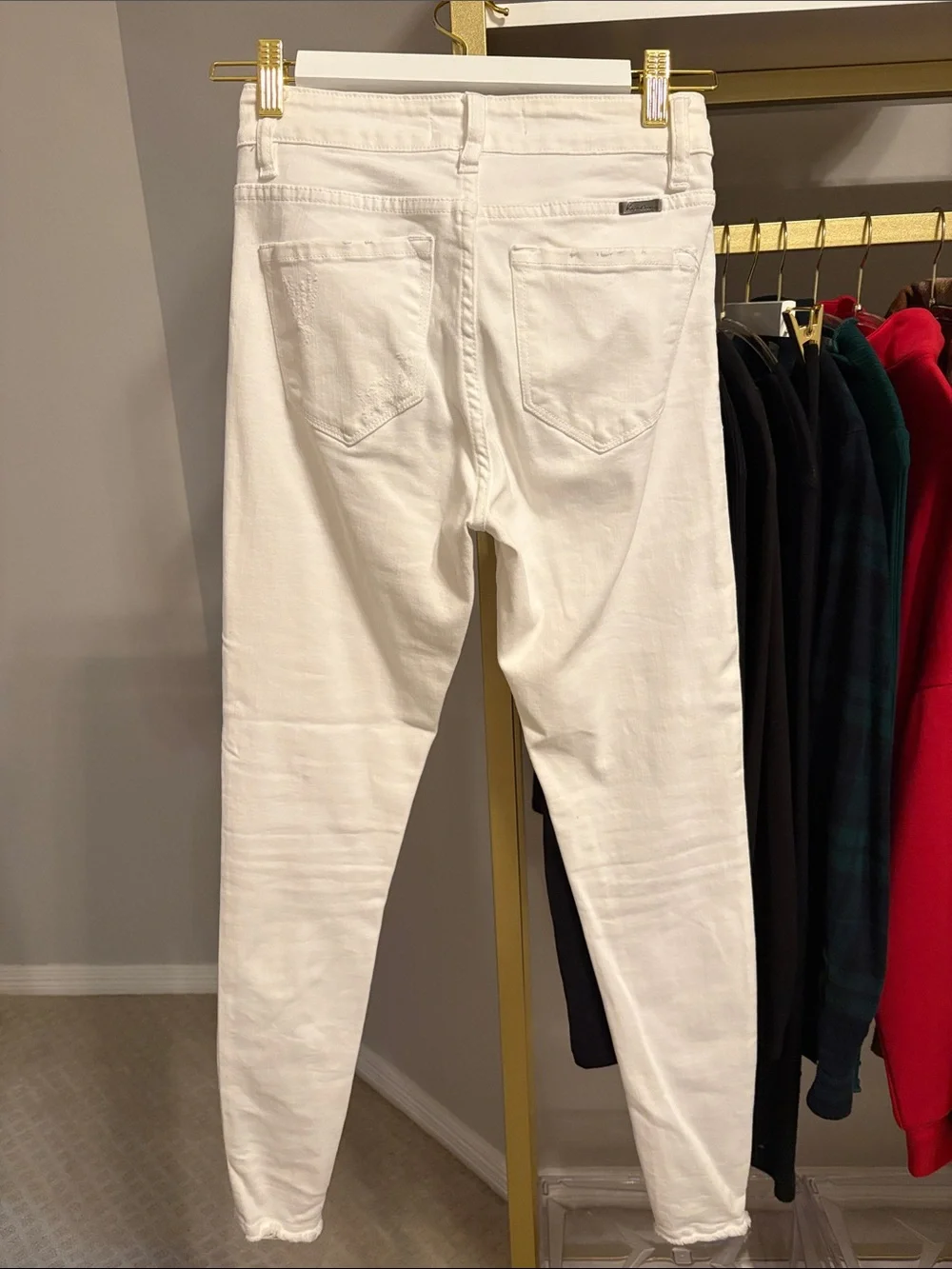 KanCan White High-Rise Skinny Jeans with Raw Hem